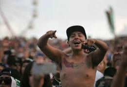 A Hip Hop fan enjoys the music during the Rock the Bells Festival in Devore on Sunday, September 8, 2013.